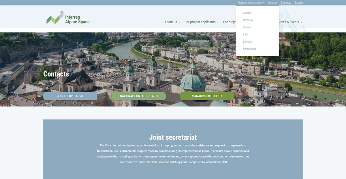 iService Relaunch Website Interreg Alpine Space 