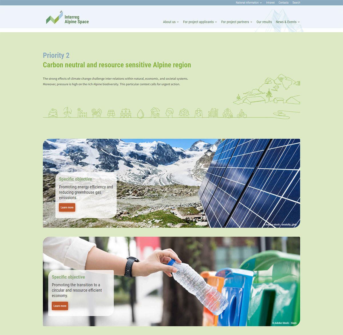 iService Relaunch Website Interreg Alpine Space