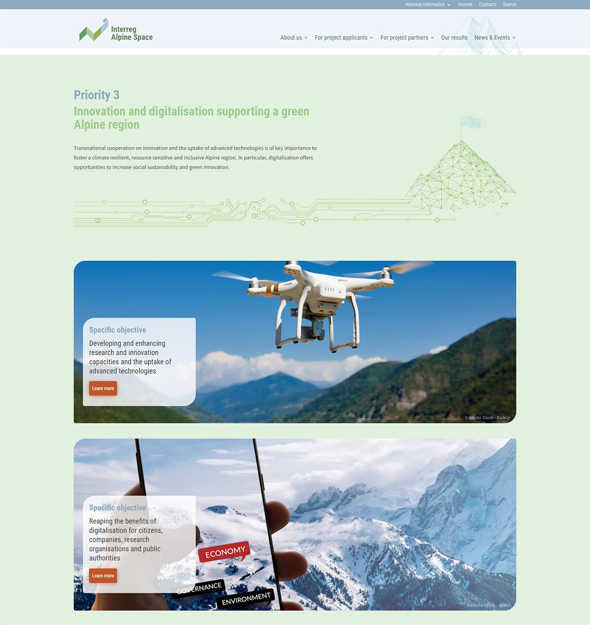 iService Relaunch Website Interreg Alpine Space 