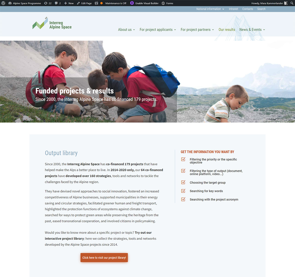 iService Relaunch Website Interreg Alpine Space