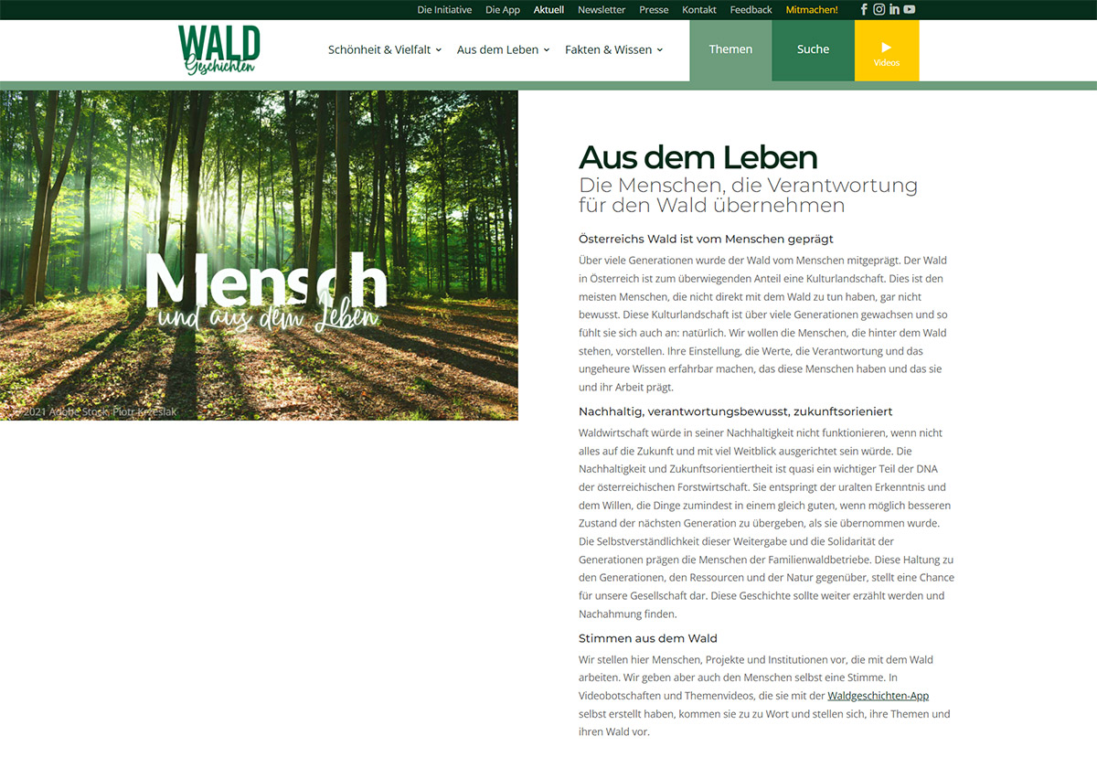 iService Launch Website Waldgeschichten