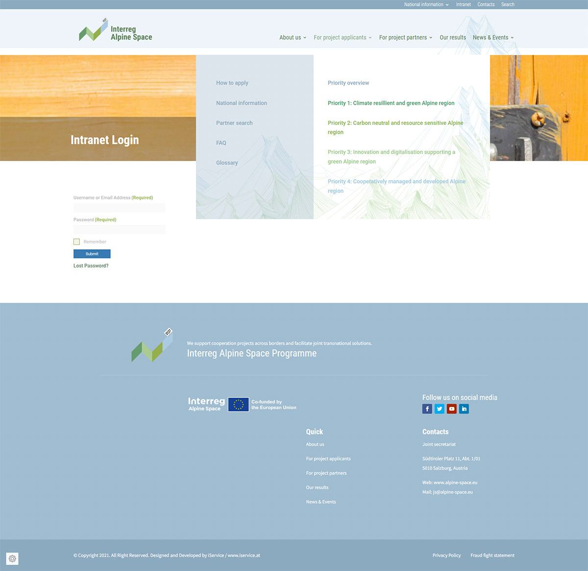 iService Relaunch Website Interreg Alpine Space 